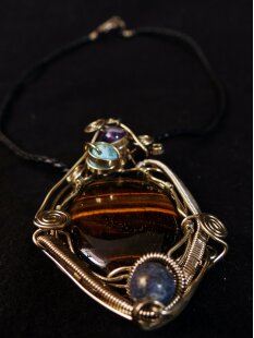 Anhänger No. 29 Jugendstil Tigerauge Neusilber 38 g...