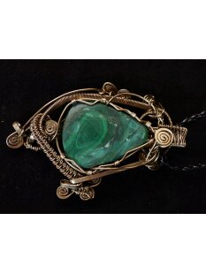 Anhänger No. 30 Jugendstil Malachit Neusilber 49 g 85 mm