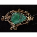 Anhänger No. 30 Jugendstil Malachit Neusilber 49 g 85 mm