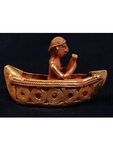 Figur 02 Muisca Kultur Goldmuseum Bogota Zeremonieboot 95 mm 128 g
