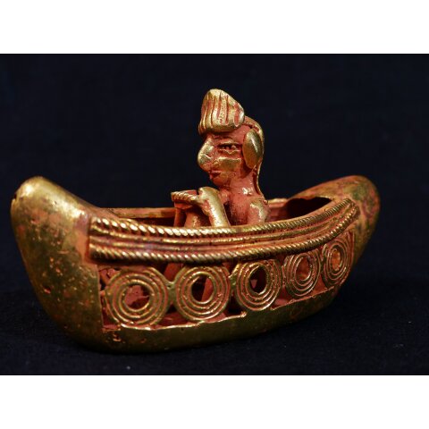 Figur 03 Muisca Kultur Goldmuseum Bogota Zeremonieboot 95 mm 137 g