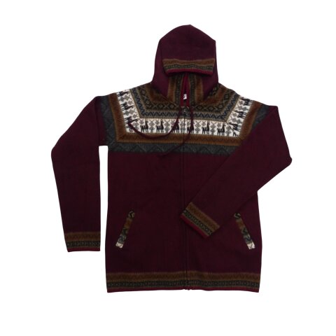 XL04 Hoodie Kapuzenjacke Baby Alpaka Wolle Fasergemisch Größe XL weinrot