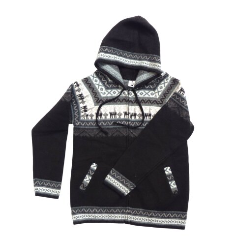 S06 Hoodie Kapuzenjacke Baby Alpaka Wolle Fasergemisch Größe S schwarz