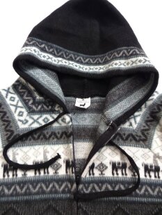 S06 Hoodie Kapuzenjacke Baby Alpaka Wolle Fasergemisch Größe S schwarz
