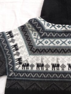 S06 Hoodie Kapuzenjacke Baby Alpaka Wolle Fasergemisch Größe S schwarz