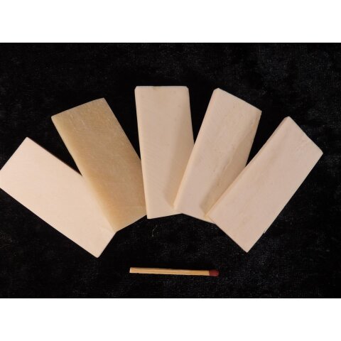 5 x Knochenplatte Rind Platte Rohling Büffelhorn matt geschliffen 60 x25 x4 mm No. 1