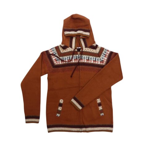 XL17 Hoodie Kapuzenjacke Baby Alpaka Wolle Fasergemisch Größe XL kupferbraun