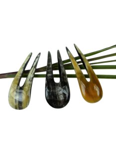 2 x Horn Haarnadel. doppelte Zinken kurz 10 cm