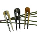 2 x Horn Haarnadel. doppelte Zinken kurz 10 cm