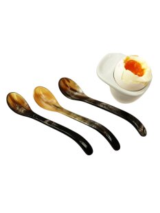 Horn Eierlöffel geschwungener ergonometrischer Griff...