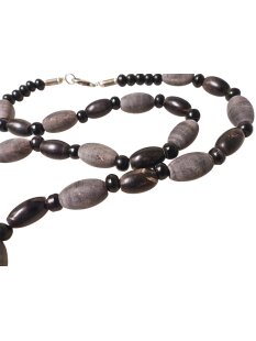 Hornkette Kostanze schwarz und grau 100 cmNaturschmuck...