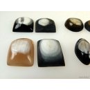 Hornplatten 15 x 15 mm in 7 Formen gewölbte Platte, Oberfläche poliert / matt