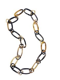 Horn Gliederkette Rivo4 gemixte Farben hell/dunkel poliert ca. 90 cm veränderlich = Code G