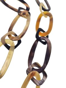 Horn Gliederkette Rivo4 gemixte Farben hell/dunkel poliert ca. 90 cm veränderlich = Code G