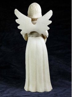 Skulptur Engel mit Trommel weißes Fanazava Holz 25 cm = Code K (N12)