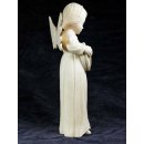 Skulptur Engel mit Trommel weißes Fanazava Holz 25 cm = Code K (N12)