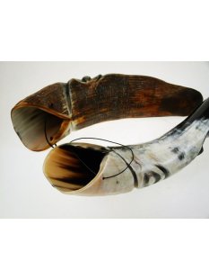 Hornfigur Maske und Trinkhorn. ETHNO 29 cm = Code E