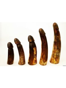 Horn Phallusskulptur und Dildo 15 bis 17 cm = Code C seidenmatt natur