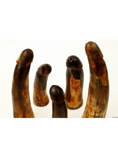 Horn Phallusskulptur und Dildo 15 bis 17 cm = Code C seidenmatt natur 