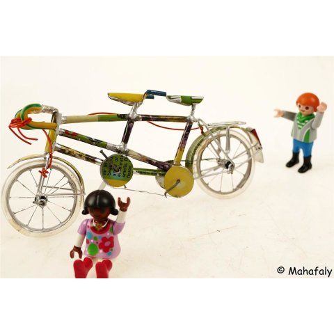 Blechmodell Fahrrad Tandem 12 cm Drahtesel aus Recycling Material unikate 