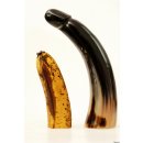 Horn Phallusskulptur und Dildo. 21 bis 24 cm = Code E gl&auml;nzend poliert