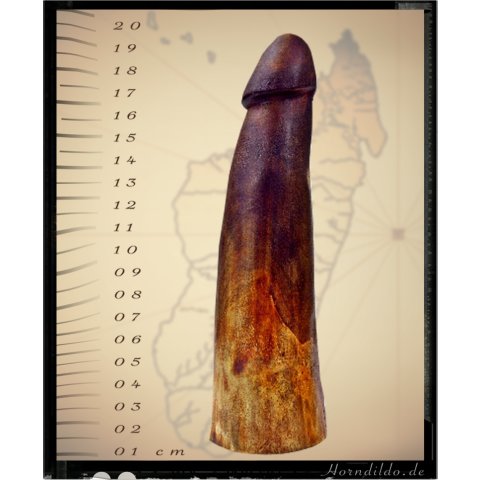 Horn Phallusskulptur und Dildo 18 bis 20 cm = Code D seidenmatt natur