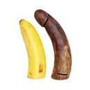 Horn Phallusskulptur und Dildo mit Gürtelschlitz. 18 bis 20 cm = Code D seidenmatt natur