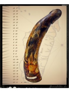 Horn Phallusskulptur und Dildo mit G&uuml;rtelschlitz. 24 bis 27 cm = Code F seidenmatt natur