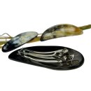 Horn Haarspange rund poliert mit Metallclip Made in France Patent 90 mm = Code E
