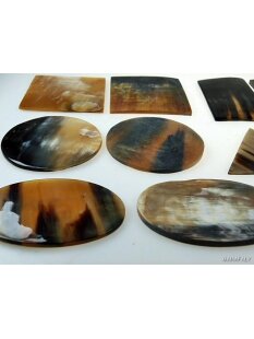 Hornplatten 90 x 60 mm oval seidenmatt poliert