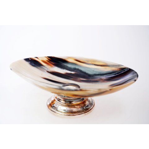 Horn Schale mit Fu&szlig; Holilon, oval silver plated 21 cm