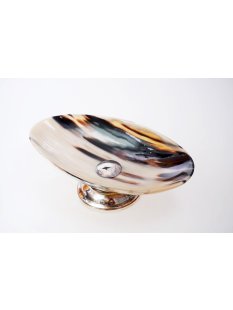 Horn Schale mit Fuß Holilon, oval silver plated 21 cm
