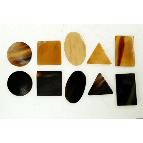 Hornplatten 5 Formen poliert 40 mm einfarbig/2. Qualität - 25 %