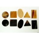 Hornplatten 40 mm in 5 Formen poliert einfarbig 2. Qualität - 25 %