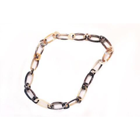 Horn Gliederkette Rivo4 gemixte Farben hell/dunkel matt poliert ca. 90 cm veränderliche Länge