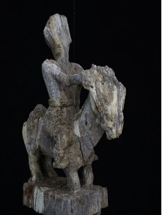 AL183 original AloAlo Grabstele der Mahafaly antik Reiter auf Pferd 165 cm cm ca. 1935