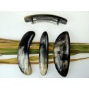 Horn Haarspange eckig und rund poliert mit Metallclip Made in France Patent 40 mm = Code B