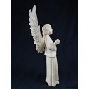 Skulptur Engel mit Rassel weißes Fanazava Holz 20 cm = Code H