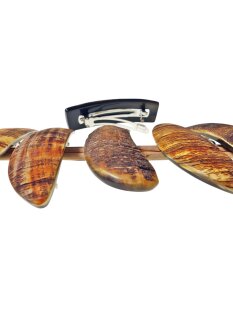 Horn Haarspange eckig Naturoberfläche aussen, mit Metallclip Made in France Patent 80 mm = Code D