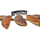 Horn Haarspange eckig Naturoberfläche aussen, mit Metallclip Made in France Patent 80 mm = Code D