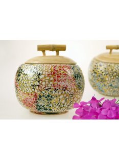Vietnam Bambus Dose Thien mit Eierschalen belegt D: 13 cm...