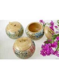 Vietnam Bambus Dose Thien mit Eierschalen belegt D: 13 cm = Code E