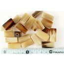 Hornperlen Naturfarben Caramel poliert 100 g. Form Blockstab Cuboid 30 x 10 mm