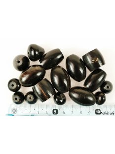 Hornperlen schwarz poliert 100 g ovale Walze + Rugby Ball 7 - 30 mm