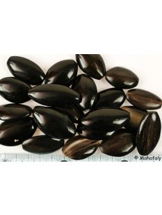 Hornperlen schwarz poliert 100 g flach oval ellipsoid 20 - 30 mm