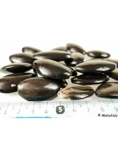 Hornperlen schwarz poliert 100 Gr. flach oval ellipsoid 20 - 30 mm