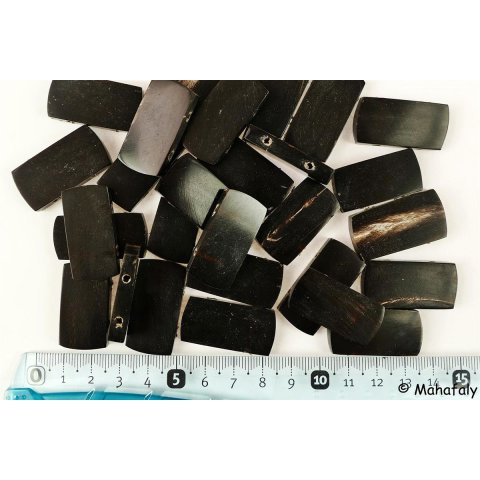 Hornperlen schwarz poliert 100 g Platte rechteckig 20 - 30 mm