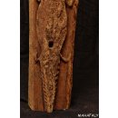AL131 AloAlo Skulptur der Sakalava Grabpfosten Ibis mit Krokodil 83 cm ca. 1930 