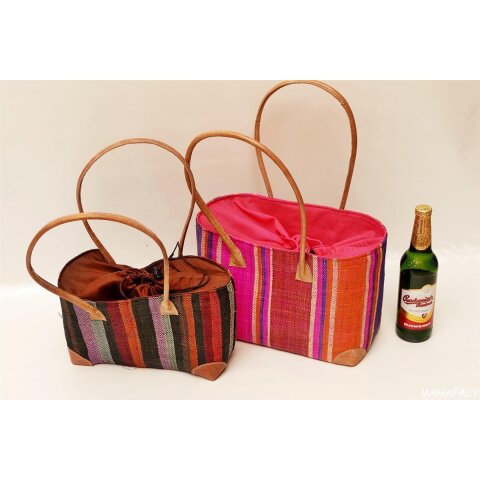 Raffia Bast Raphia Korb Harlekin vertikal Farbmix 32 cm