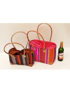 Raffia Bast Raphia Korb Harlekin vertikal Farbmix 32 cm